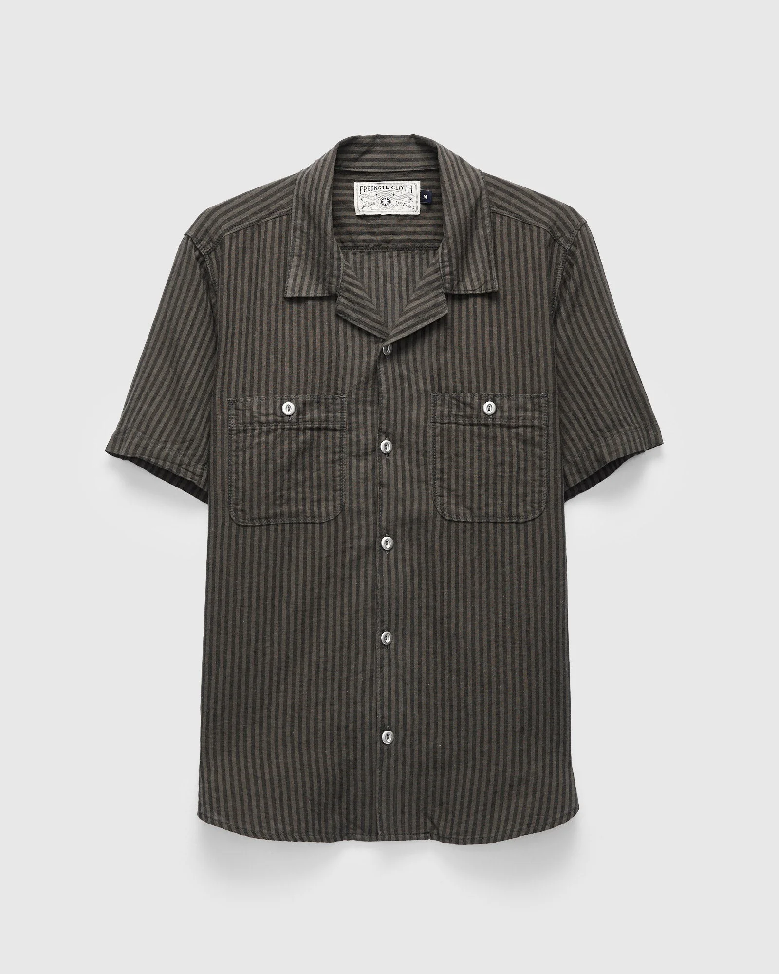 Dayton Short Sleeve Workshirt in Black Stripe - 1