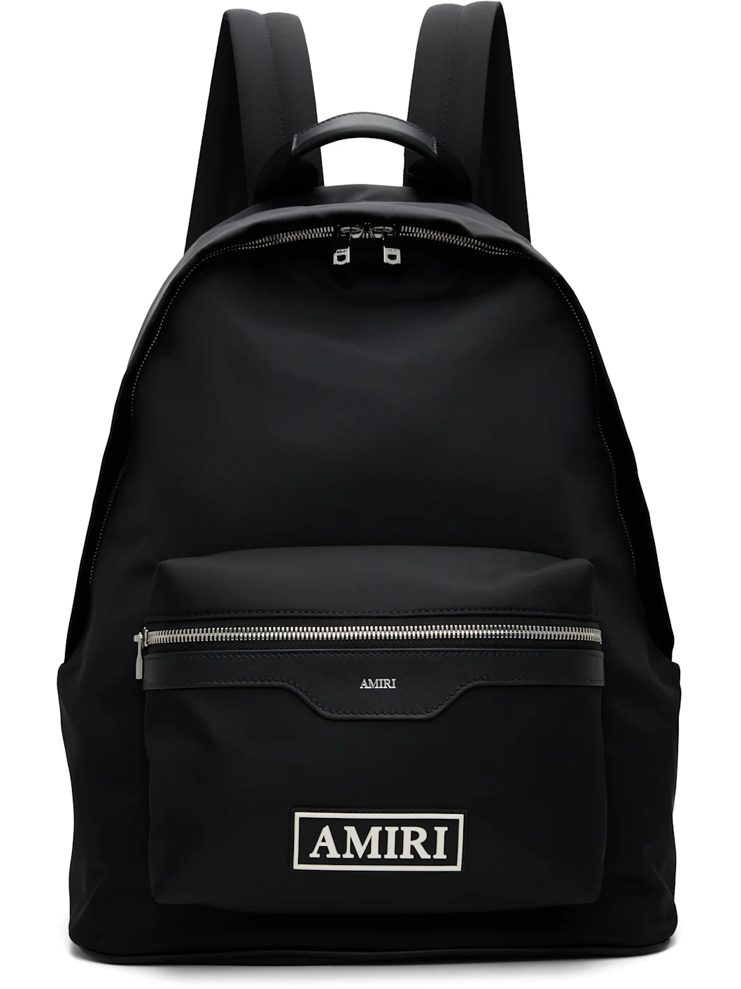 Black Logo Patch Nylon Backpack - 1