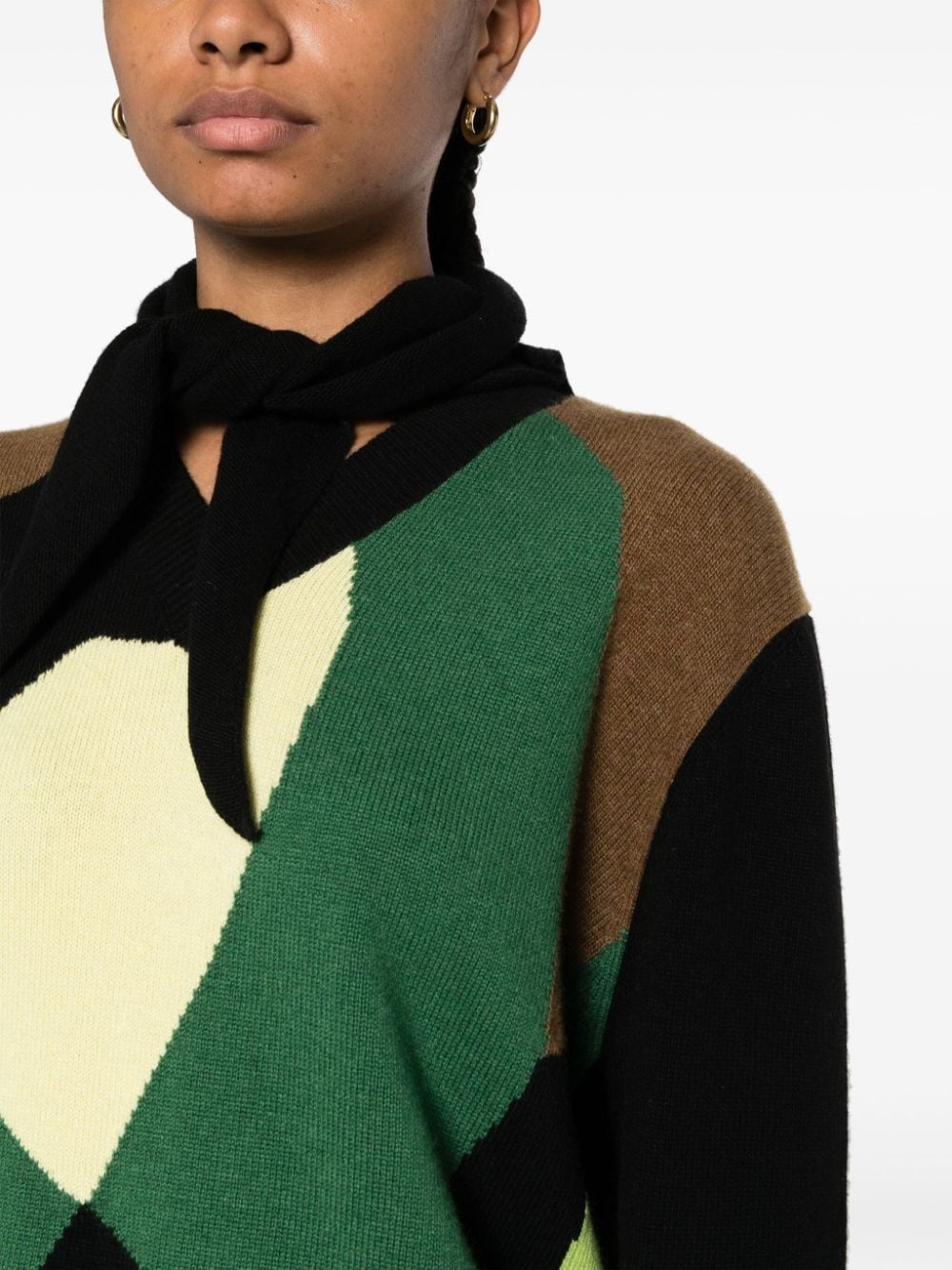 colour-block scarf jumper - 5