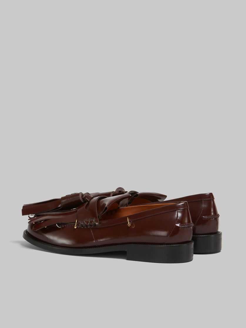BURGUNDY LEATHER BAMBI LOAFER WITH MAXI TASSELS - 3