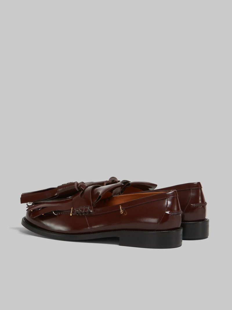 Marni BURGUNDY LEATHER BAMBI LOAFER WITH MAXI TASSELS outlook