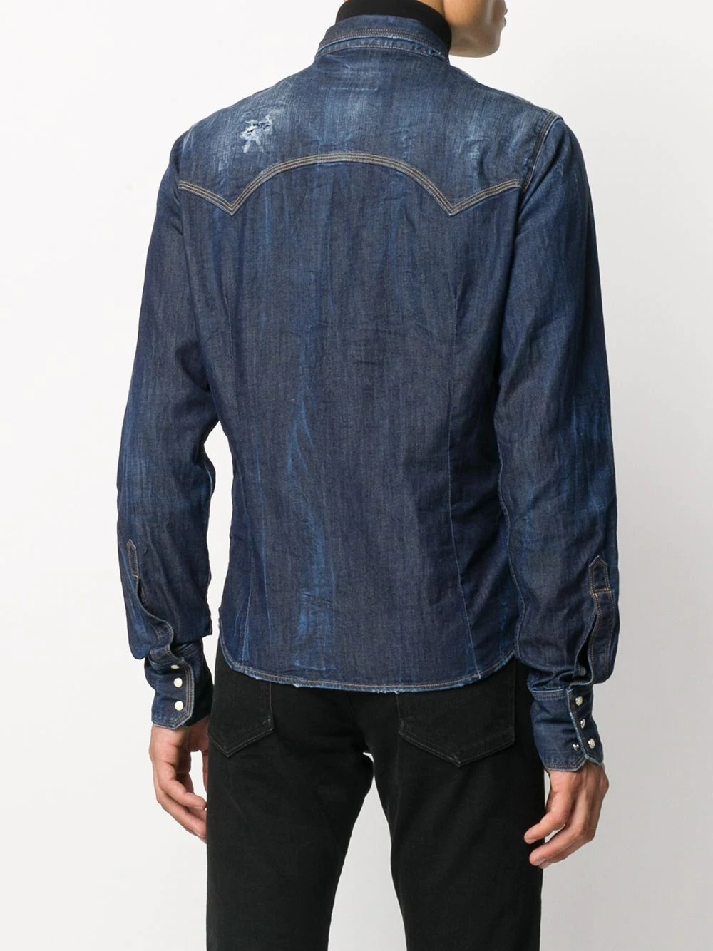 distressed buttoned denim shirt - 4