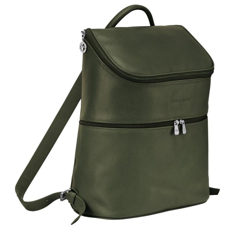 Longchamp Le Foulonné Backpack Khaki - Leather outlook