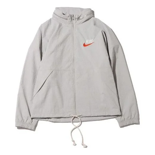 Men's Nike Sportswear Alphabet Logo Woven Jacket Light Mineral Gray DM5286-012 - 1