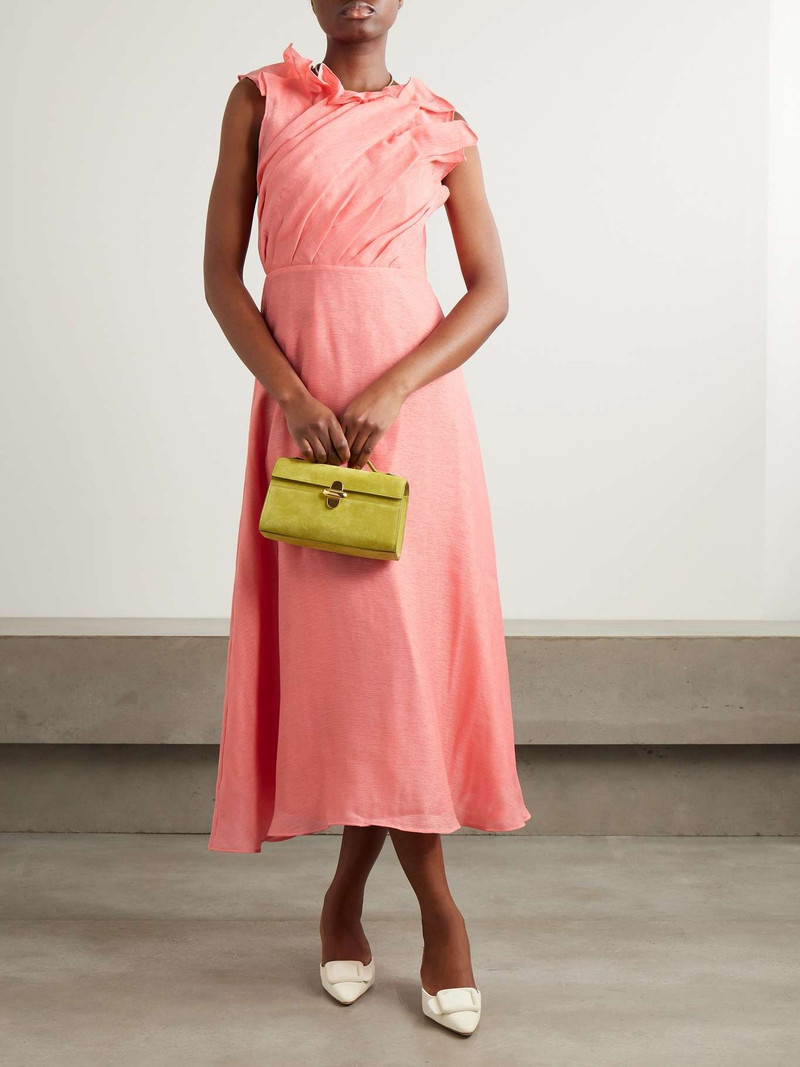 Aje. Genesis ruffled pleated muslin midi dress Coral outlook
