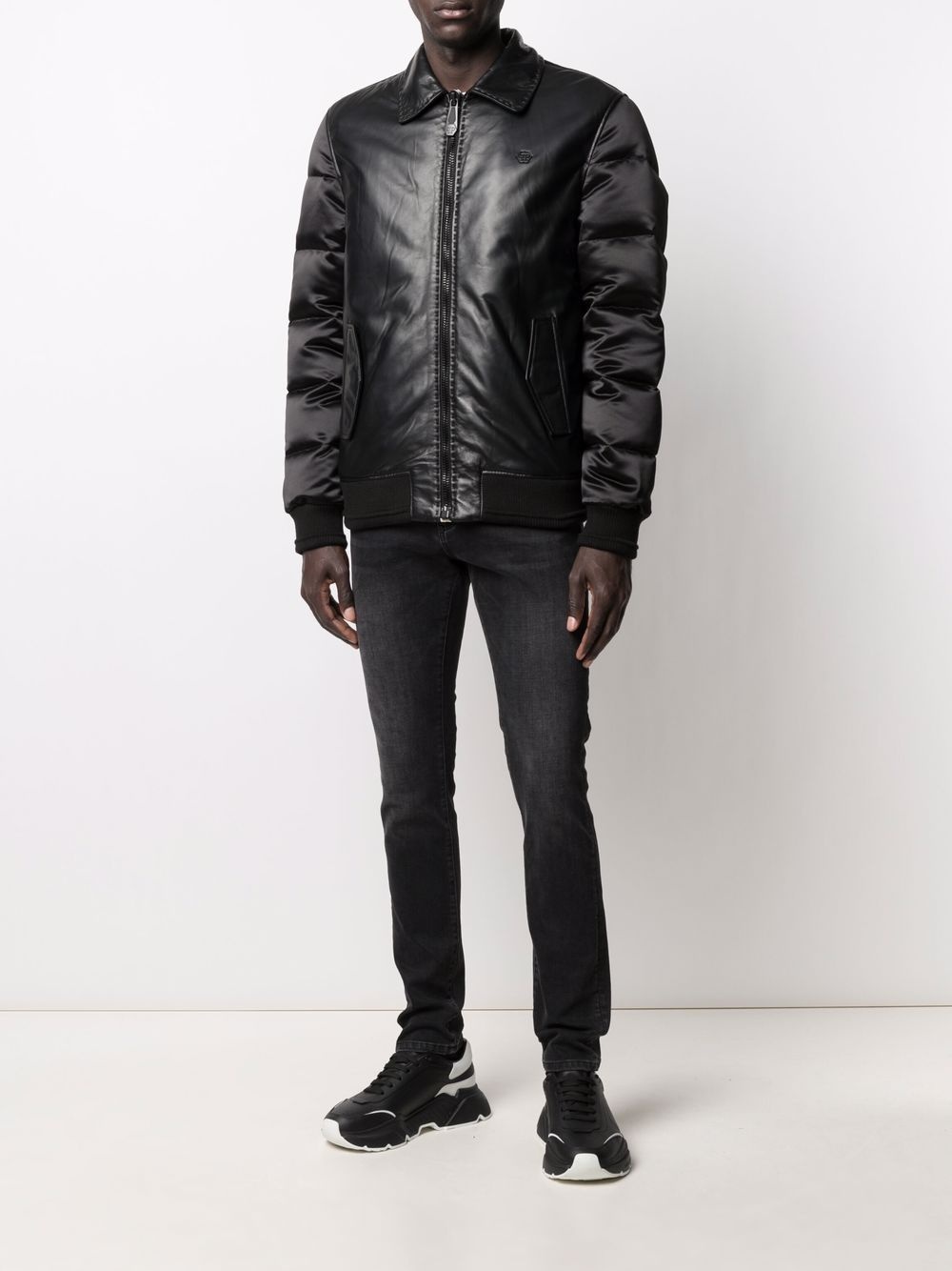 padded-leather bomber jacket - 6