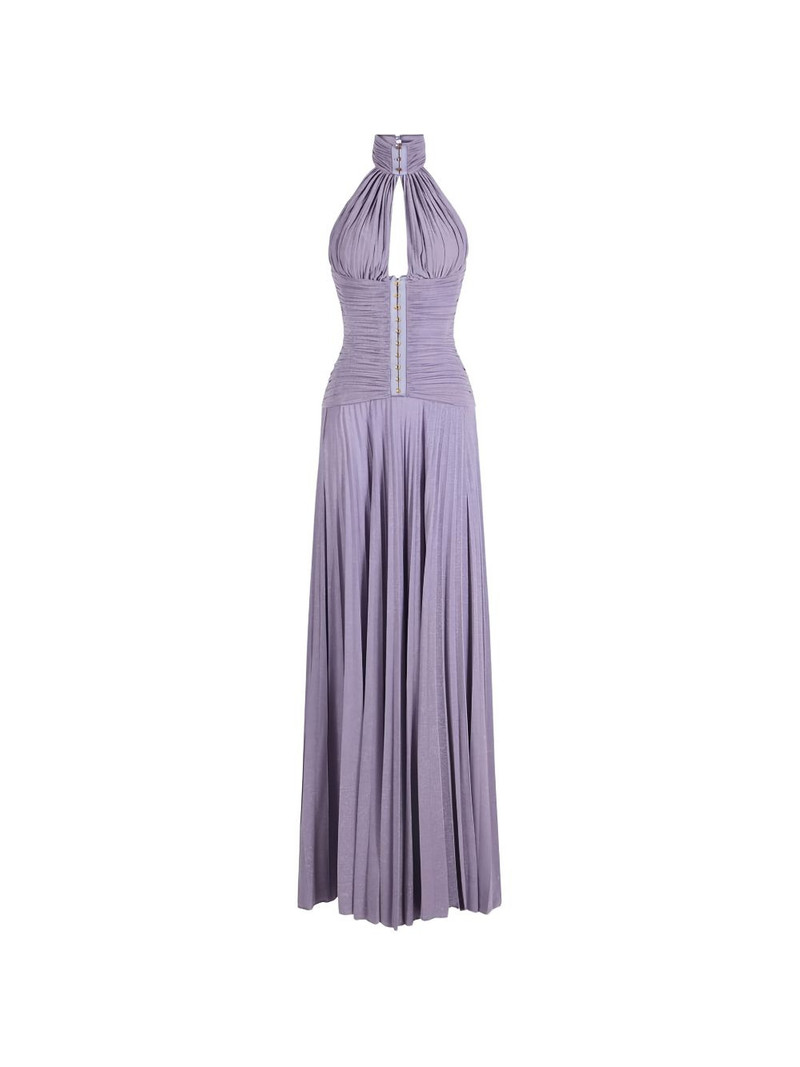 halterneck pleated maxi dress 1