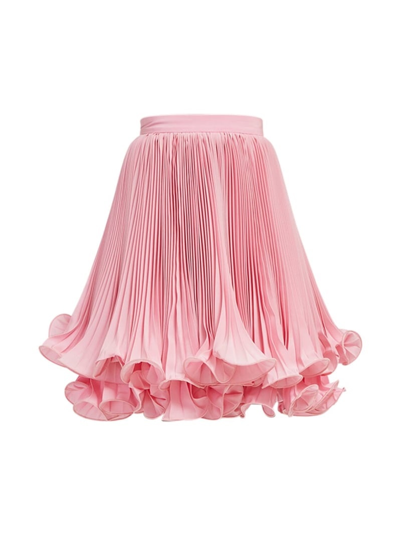 Pleated light crepe mini skirt - 1