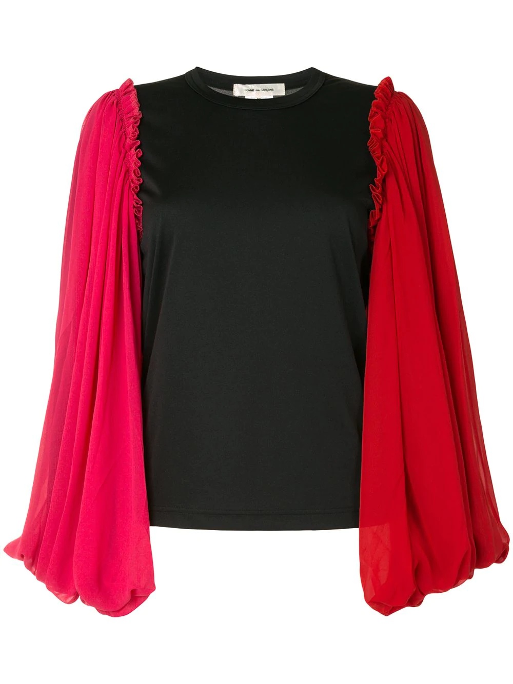 colour-block bell sleeve top - 1