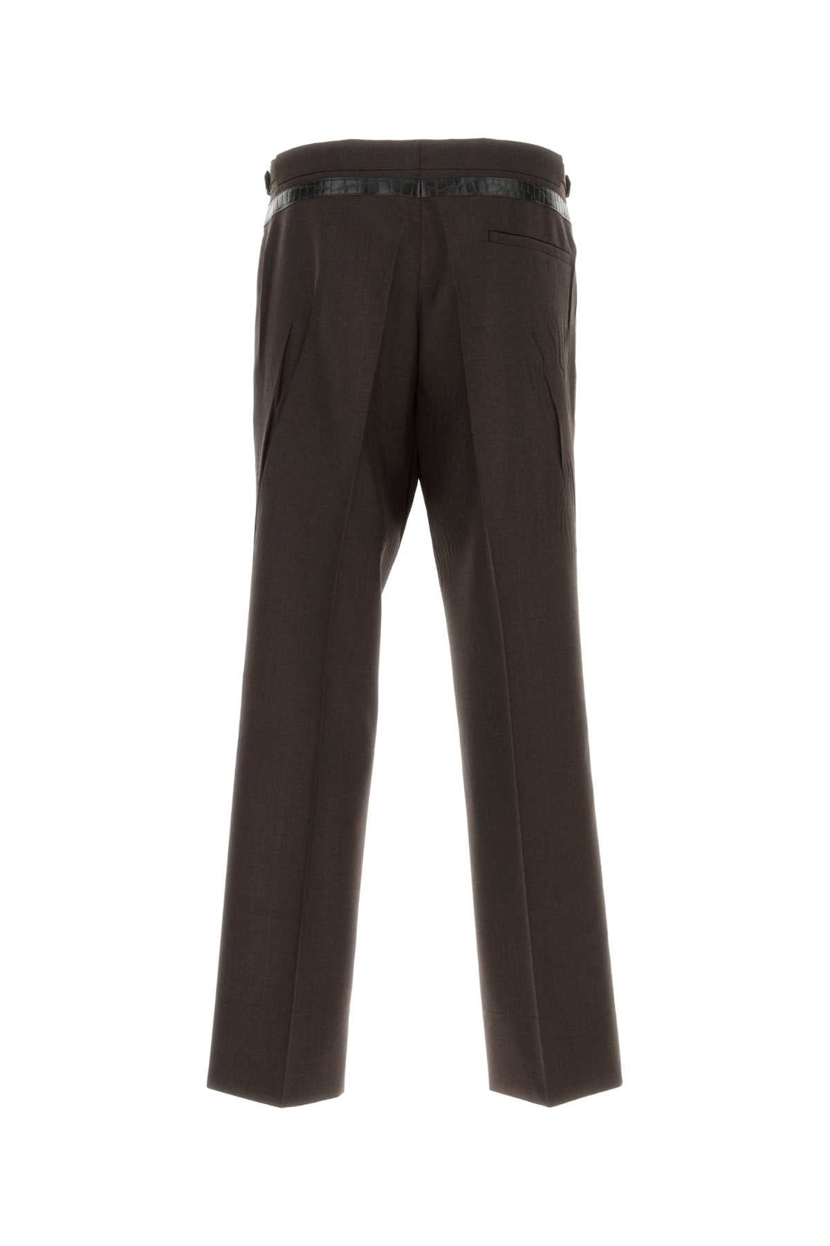 Prada Men Dark Brown Mohair Blend Wide-Leg Pant - 2