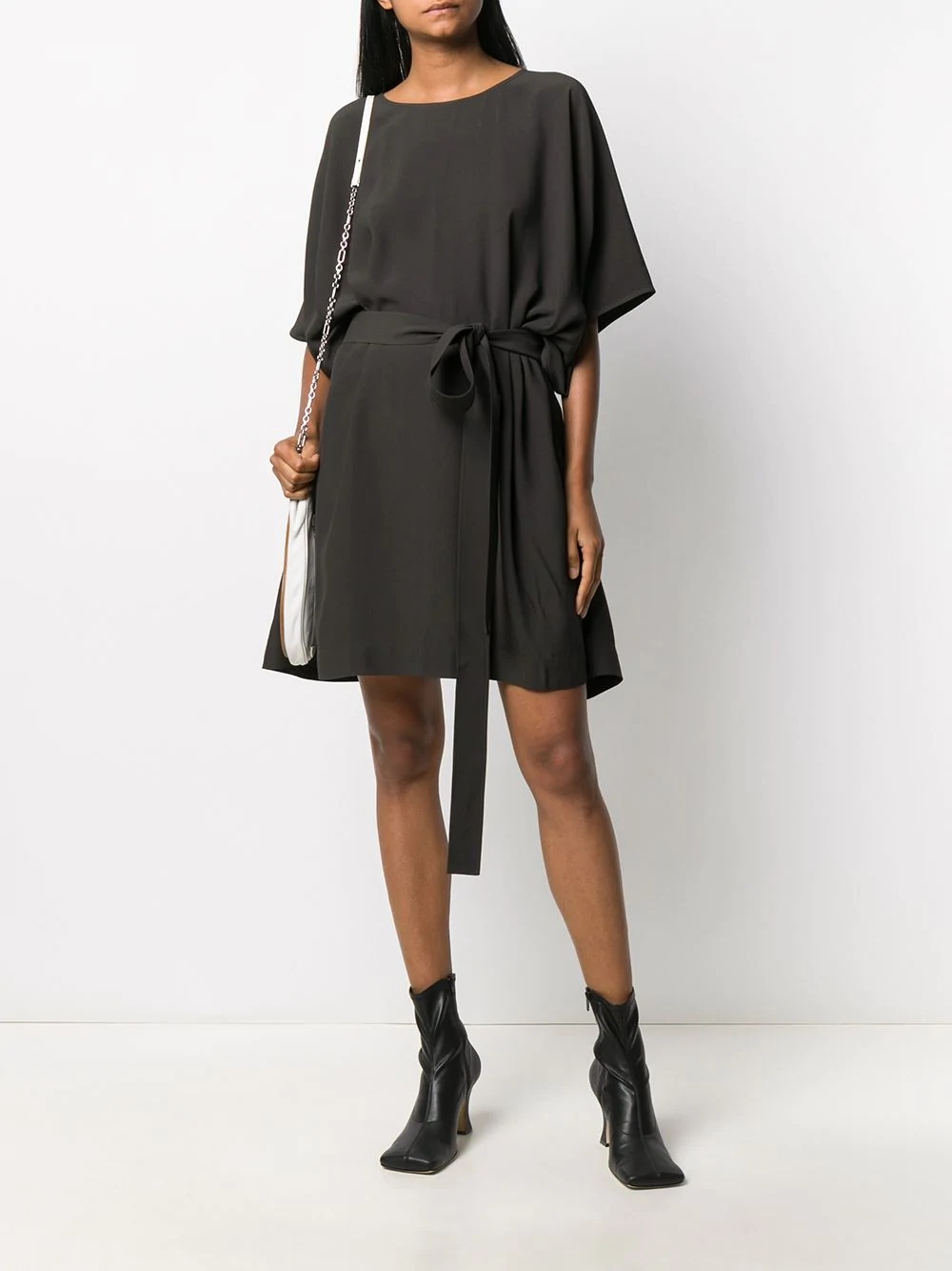 self-tie draped T-shirt dress - 2