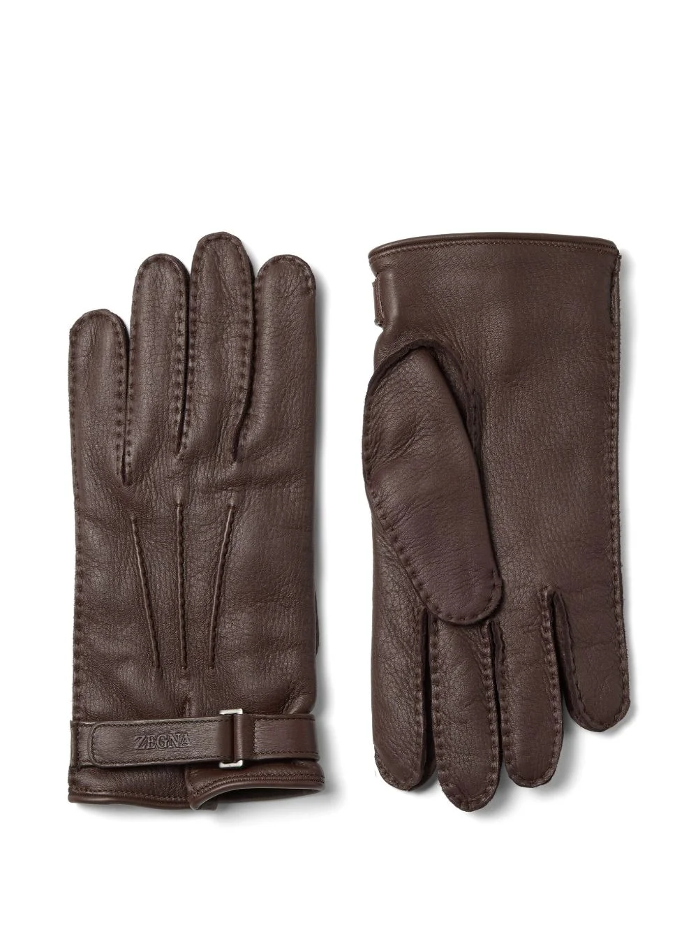 leather buckle gloves - 1