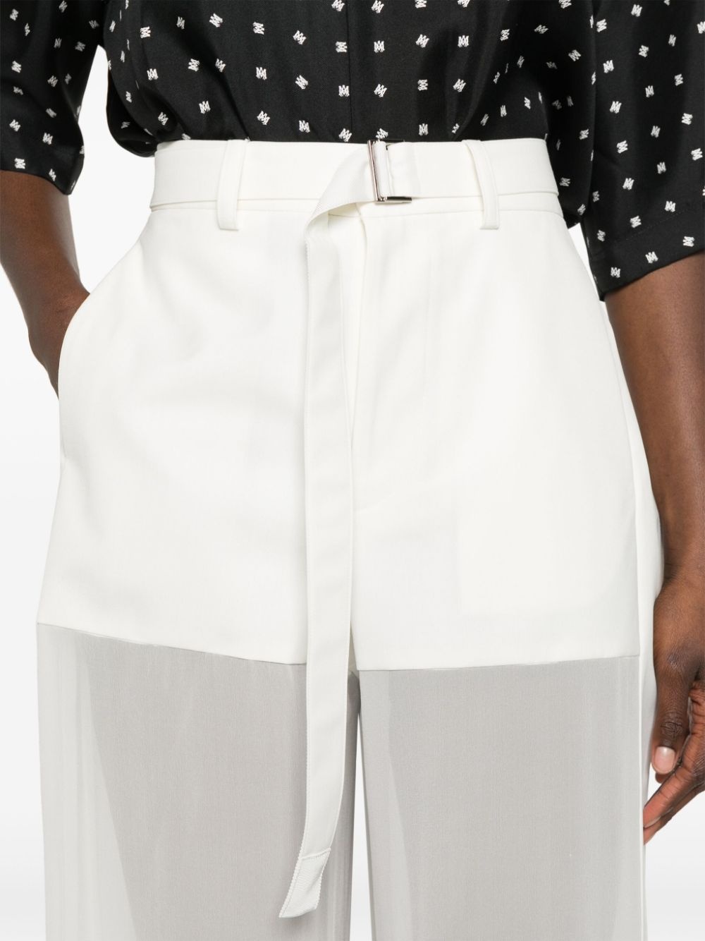 semi-sheer panels palazzo pants - 5