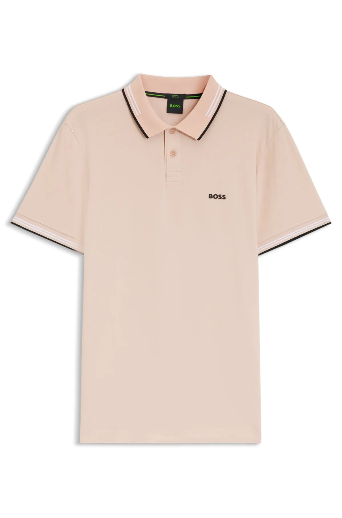 STRETCH-COTTON SLIM-FIT POLO SHIRT WITH BRANDING AND STRIPES - 1