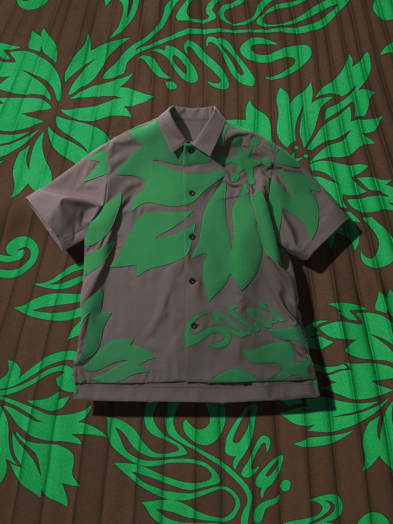 sacai Floral Embroidered Patch Suiting Shirt outlook