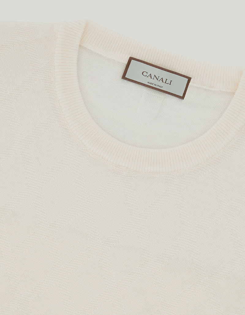 CREAM CREWNECK IN PURE EXTRAFINE MERINO WOOL 5
