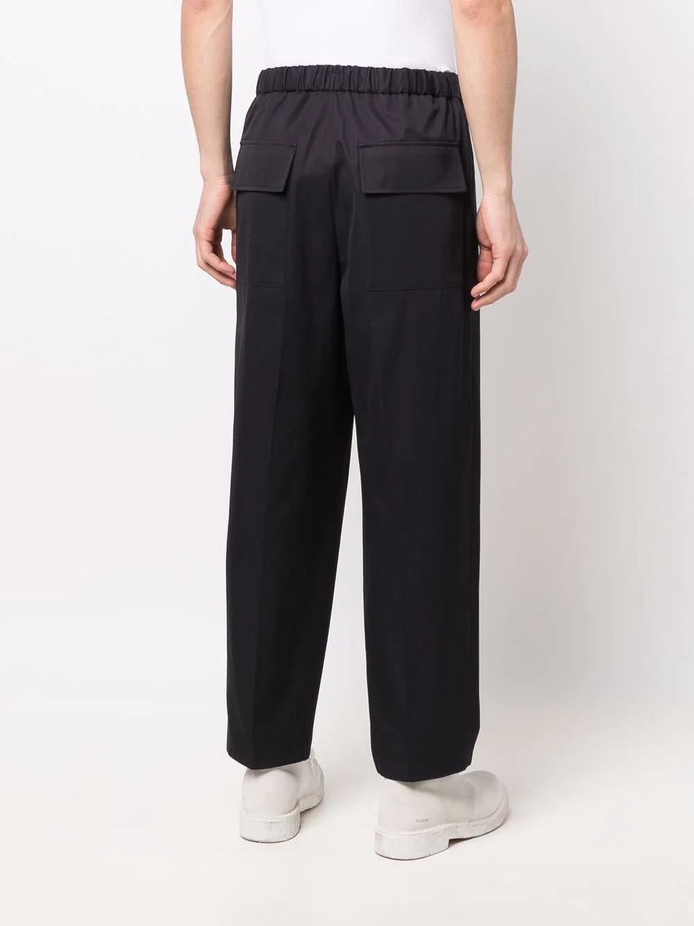 elasticated-waist straight-leg trousers - 4