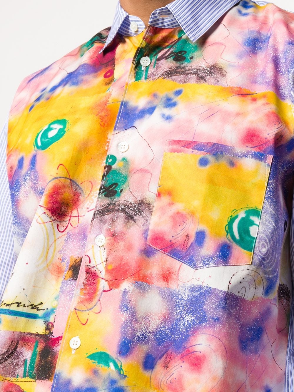 abstract-print panelled shirt - 5