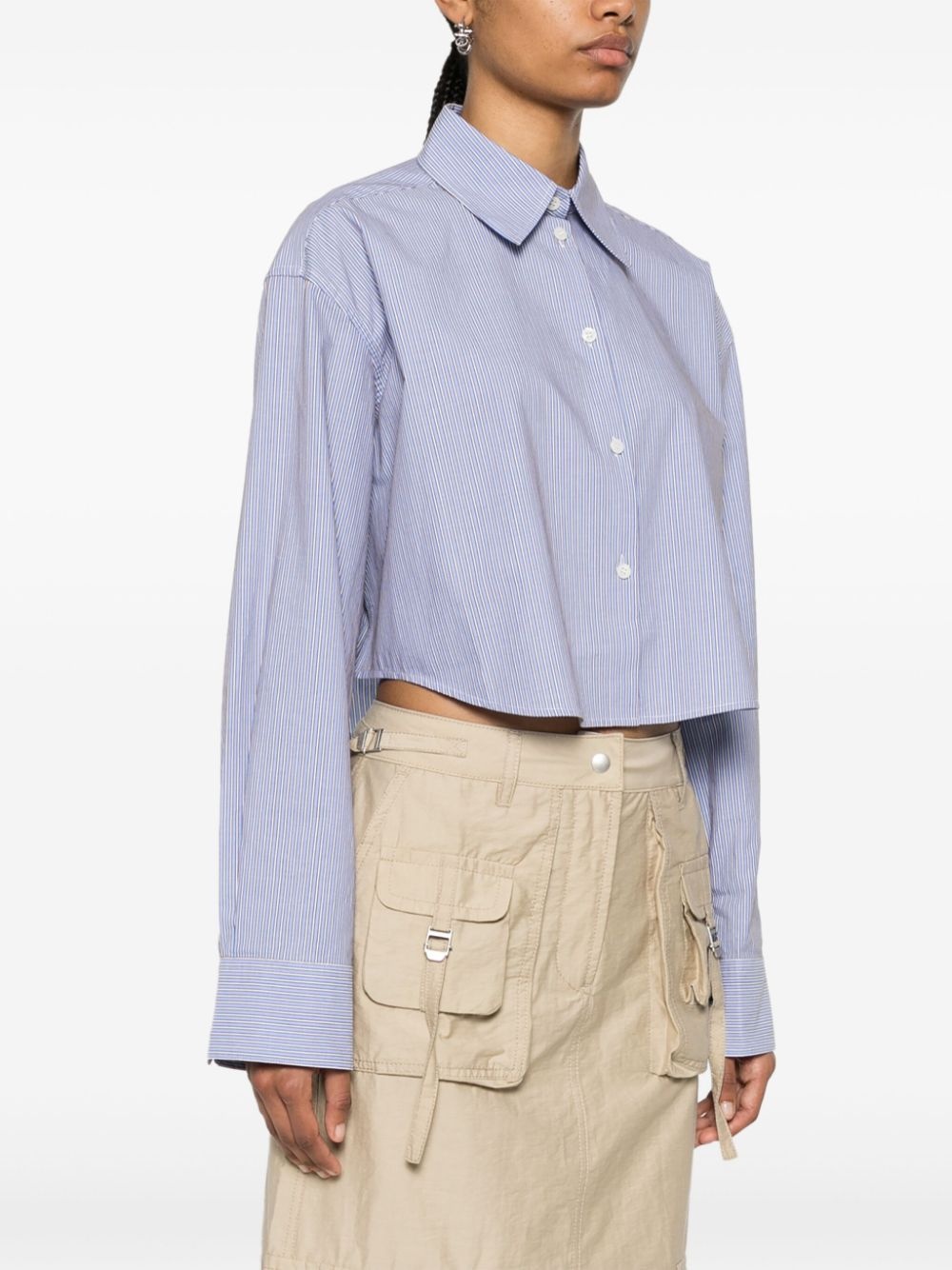 striped cropped cotton shirt - 3