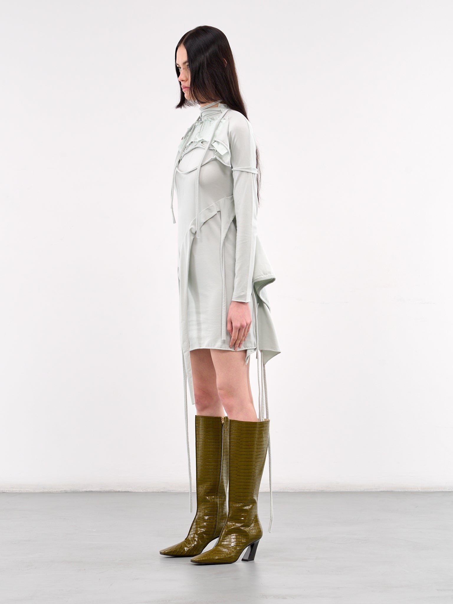 Deconstructed Long Sleeve Mini Dress - 2