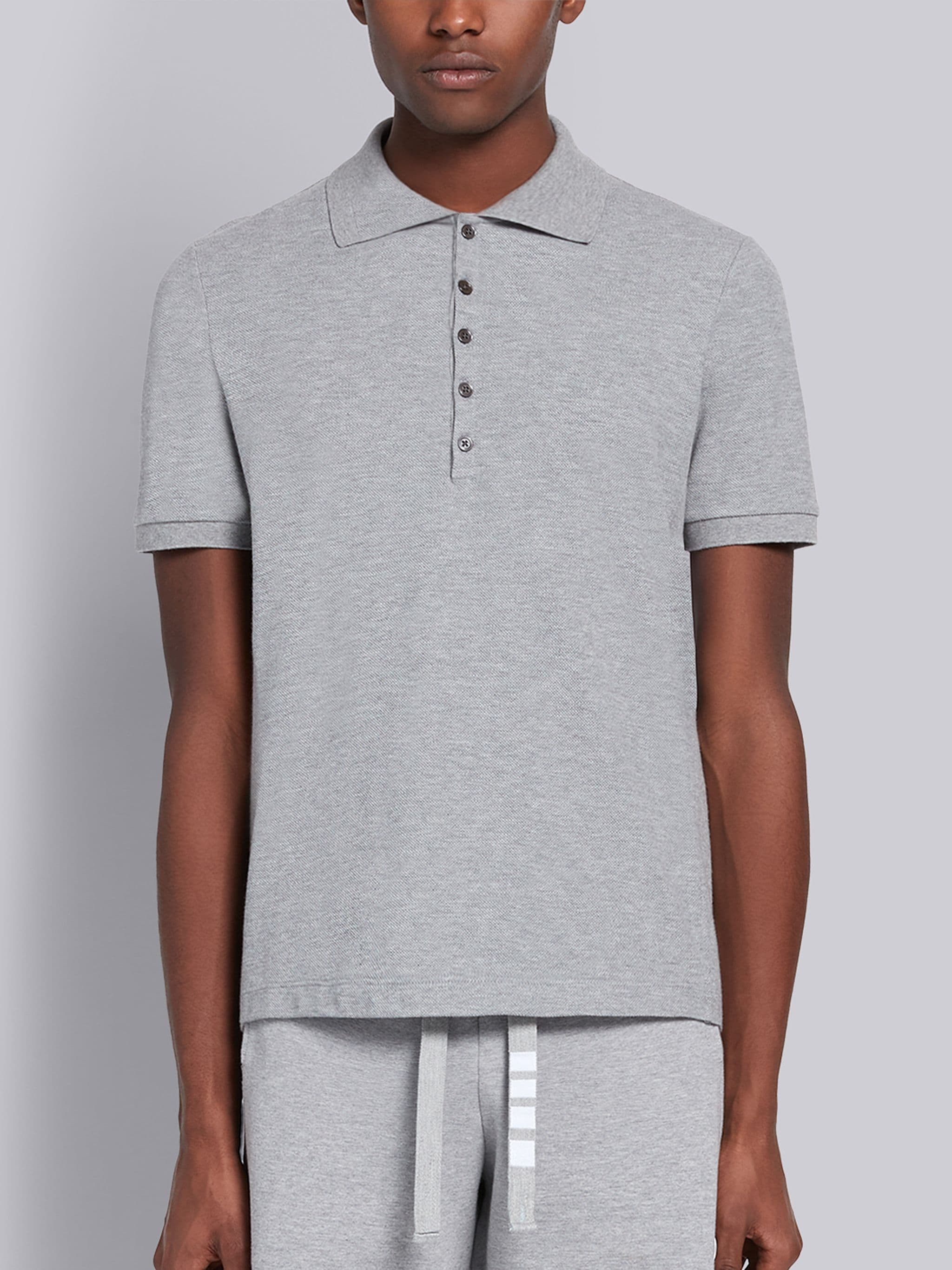 Light Grey Classic Cotton Pique Side Insert 4 -bar Polo - 1