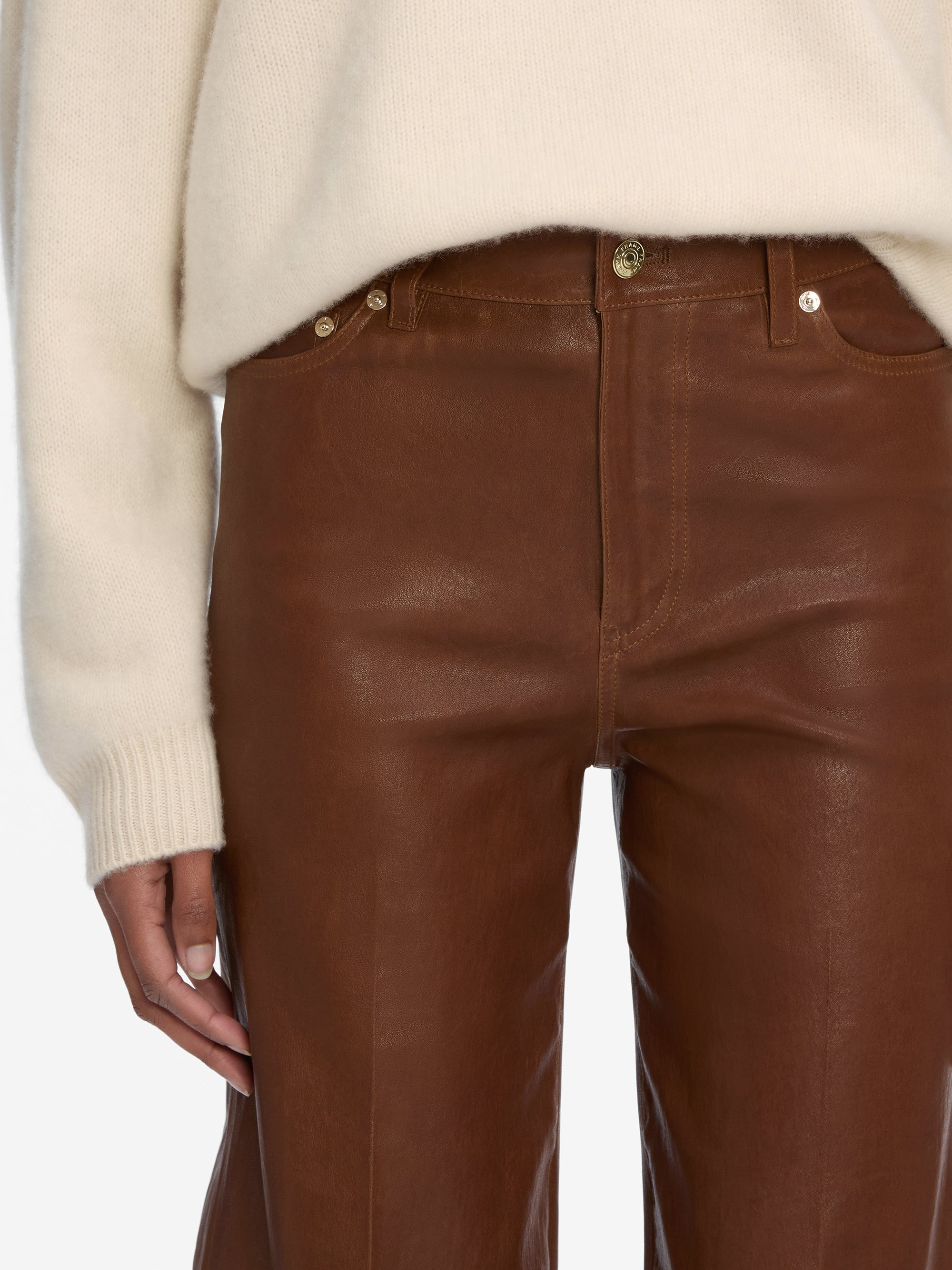 Le Slim Palazzo Leather in Cedar - 4