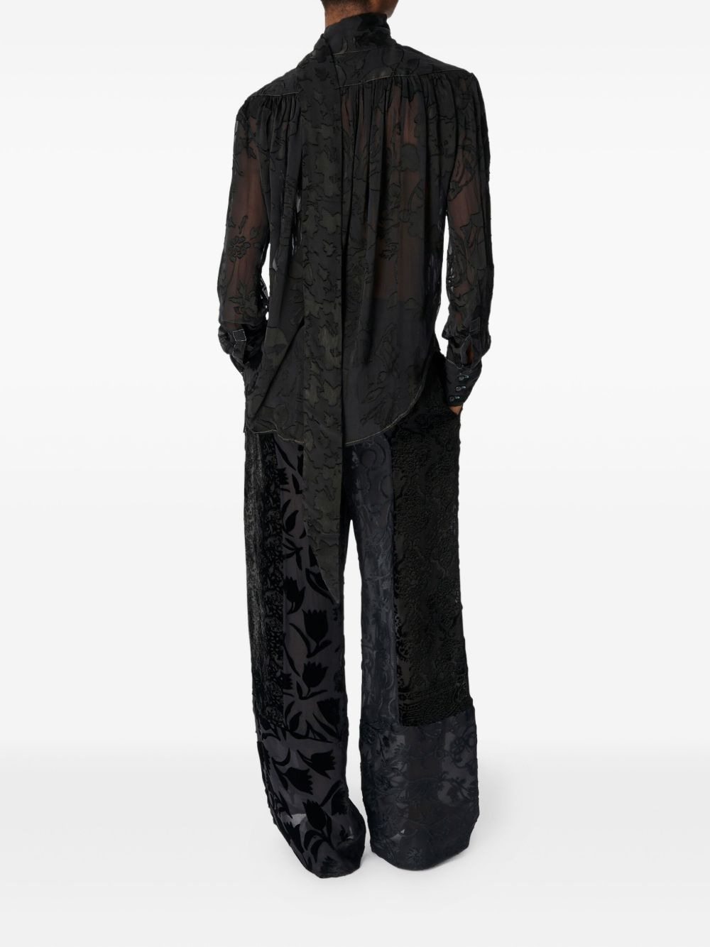 floral-print silk scarf blouse - 2