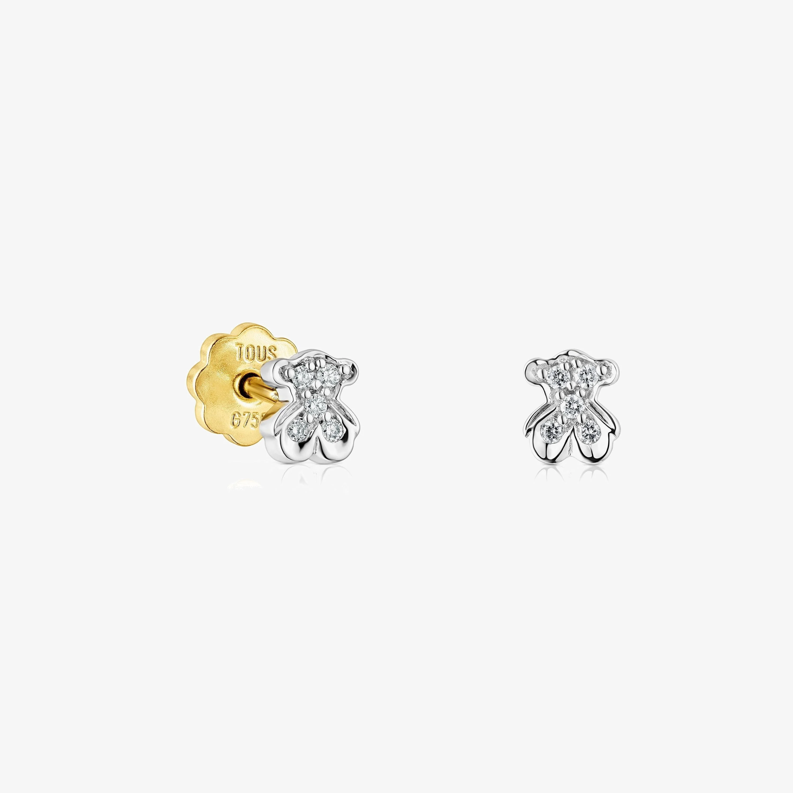 18K white gold TOUS Puppies earrings with diamonds bear motif - 1