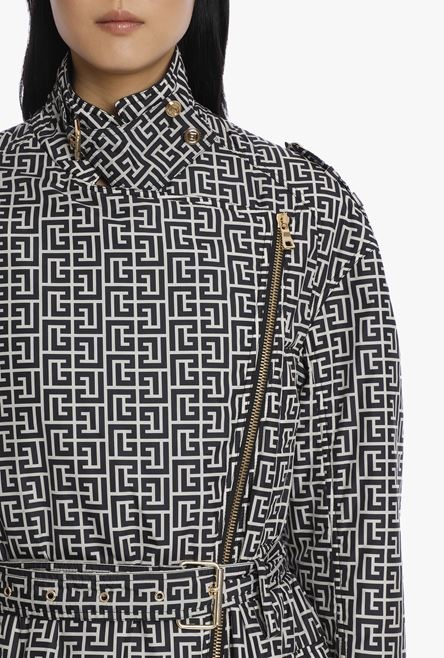 Oversized bicolor jacquard jacket with Balmain monogram - 6
