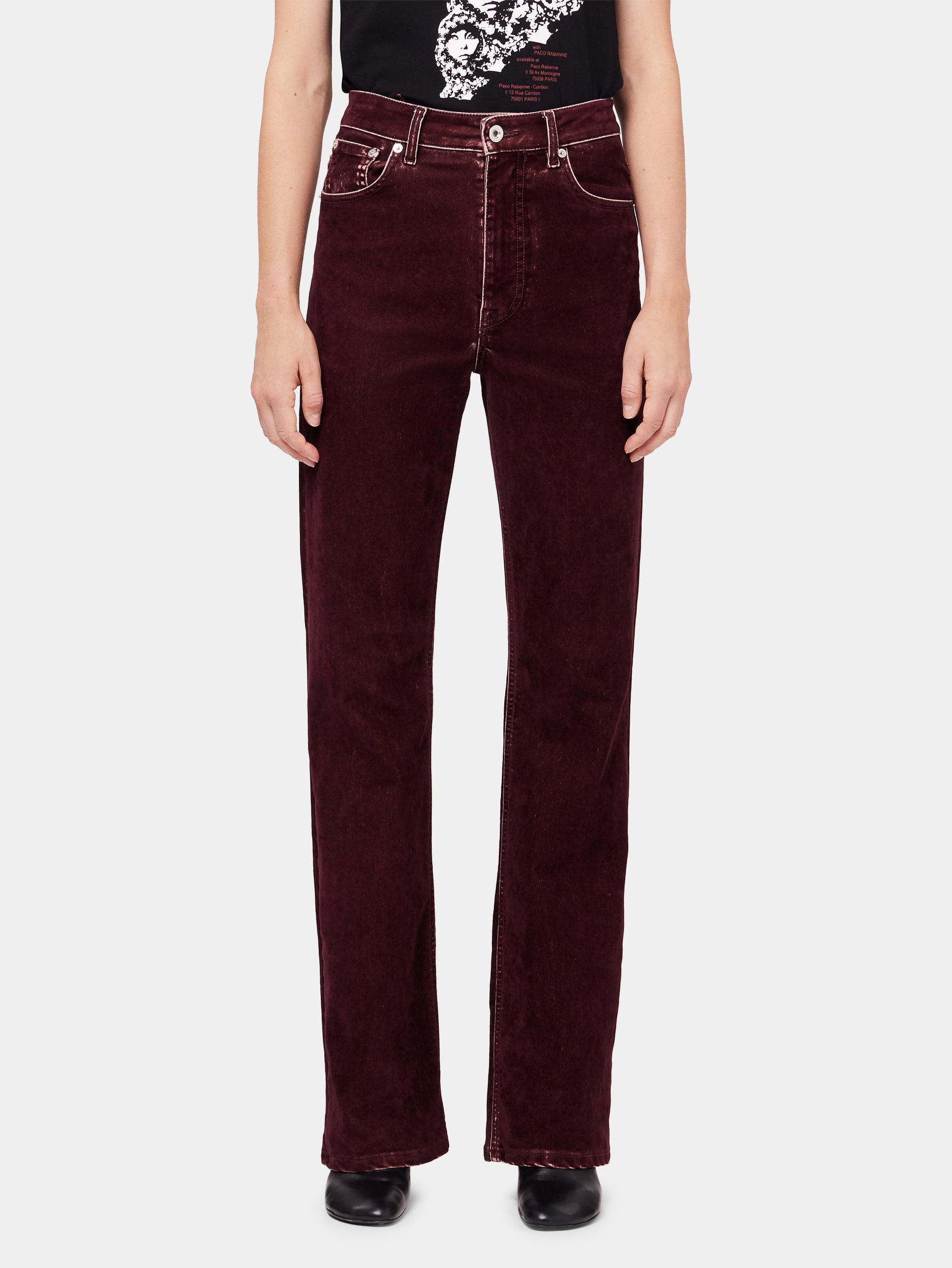 FLARE TROUSERS IN BURGUNDY VELVET - 3