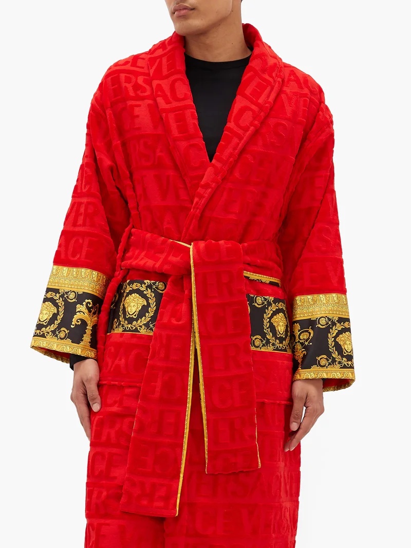 I Love Baroque logo-jacquard cotton bathrobe - 6