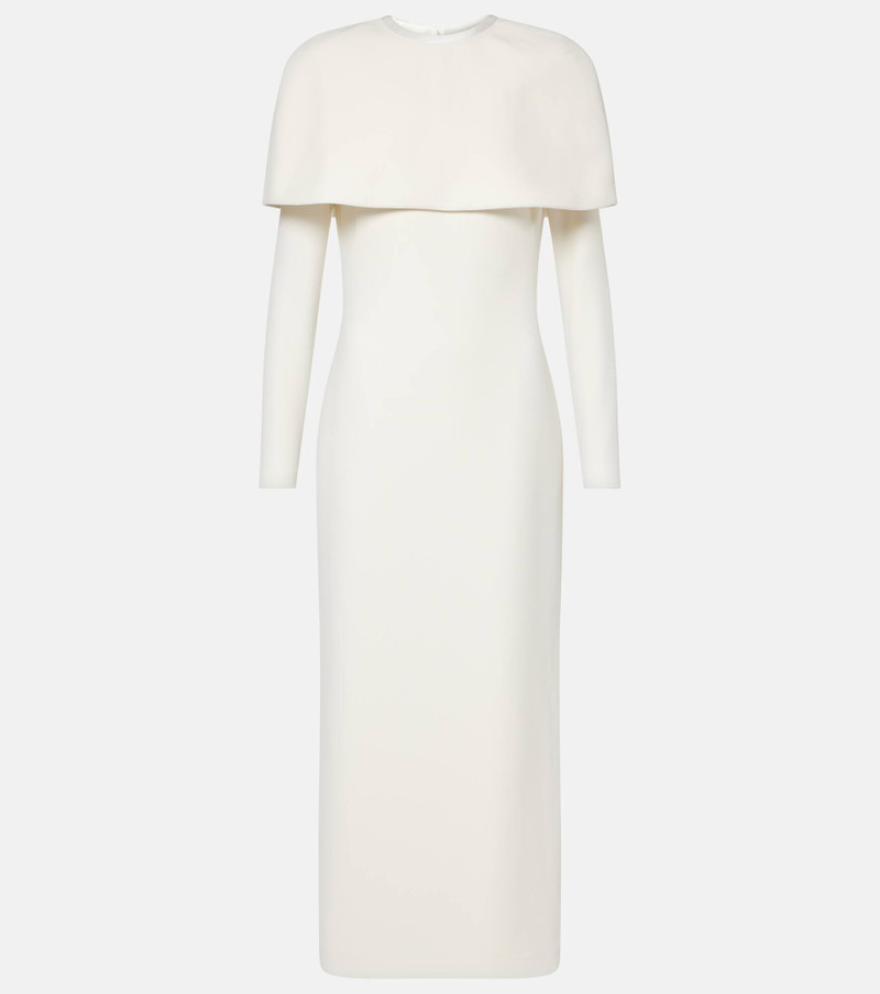 Bridal Gullu caped crêpe midi dress - 1