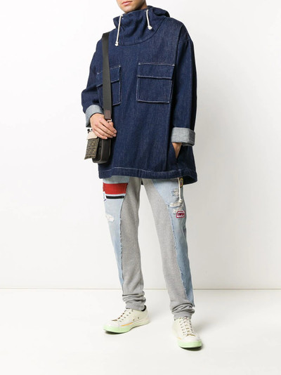 Greg Lauren contrasting panel jogger jeans outlook