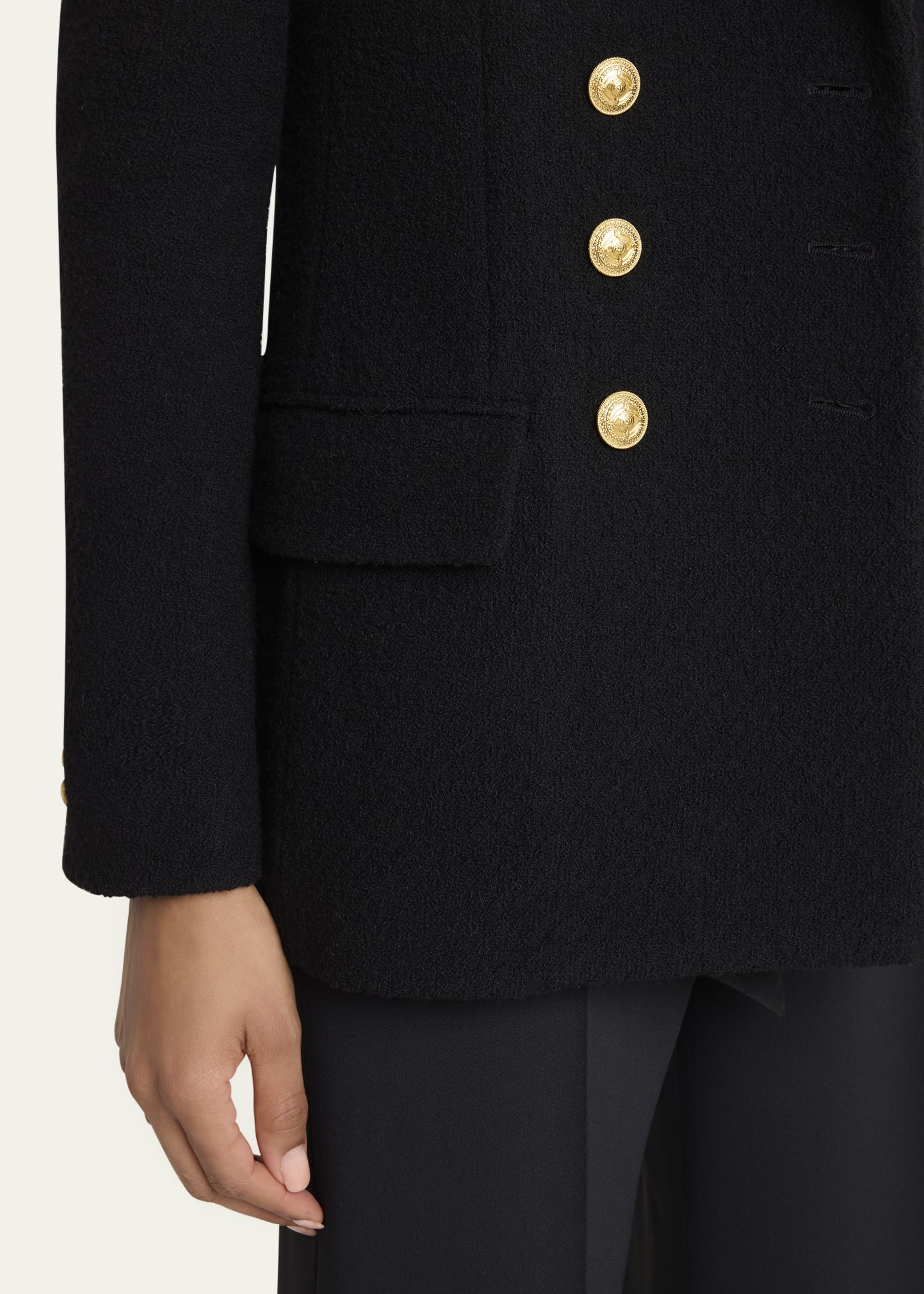 Cascade-Lapel Double-Breasted Boucle Jacket - 5