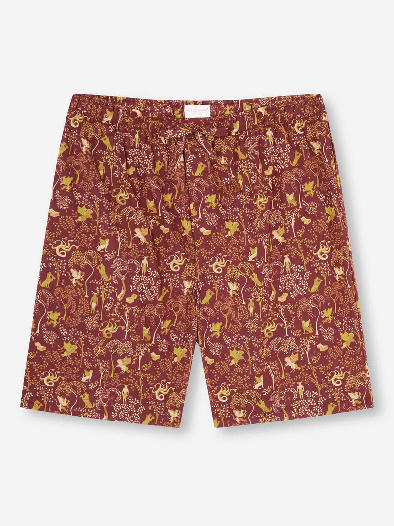 Men's Lounge Shorts Ledbury 74 Cotton Batiste Burgundy - 1