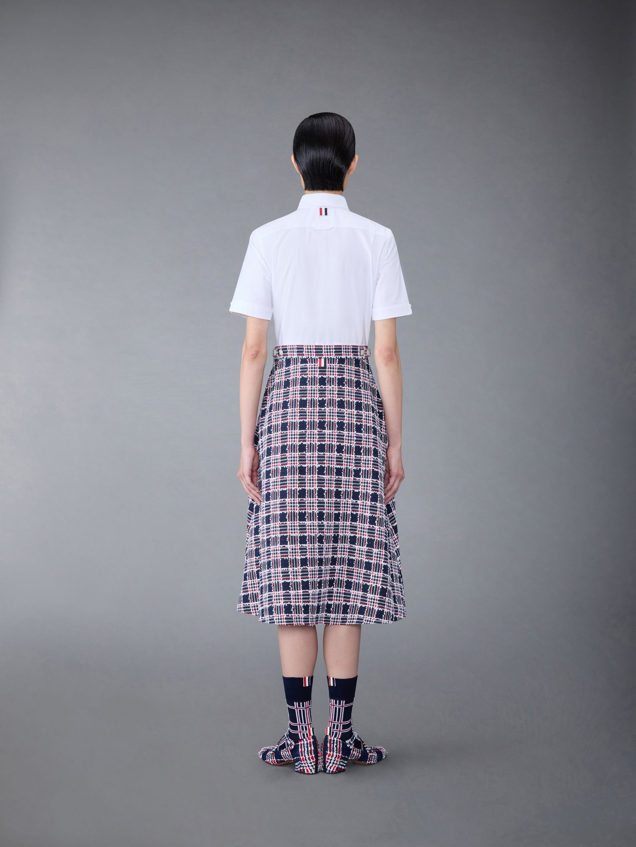 Prince of Wales Check Cotton Tweed A-line Shirtdress - 2