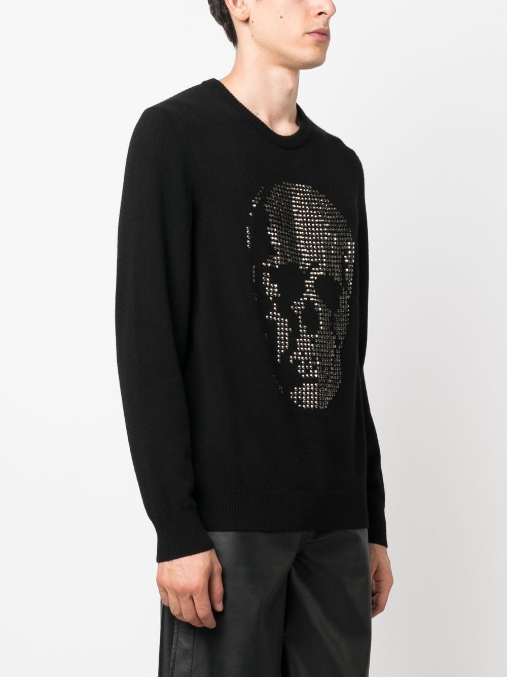 skull-appliqué cashmere sweatshirt - 3