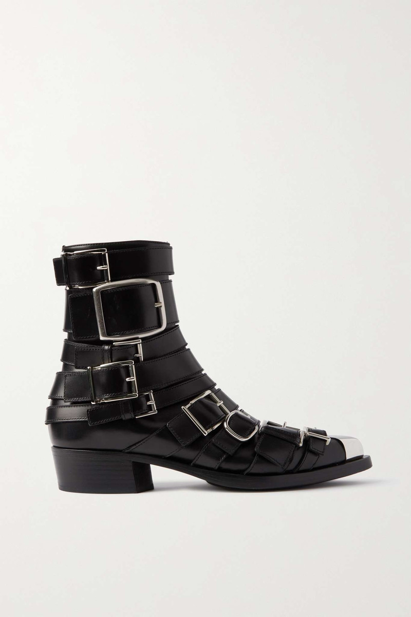 Buckled leather ankle boots - 1