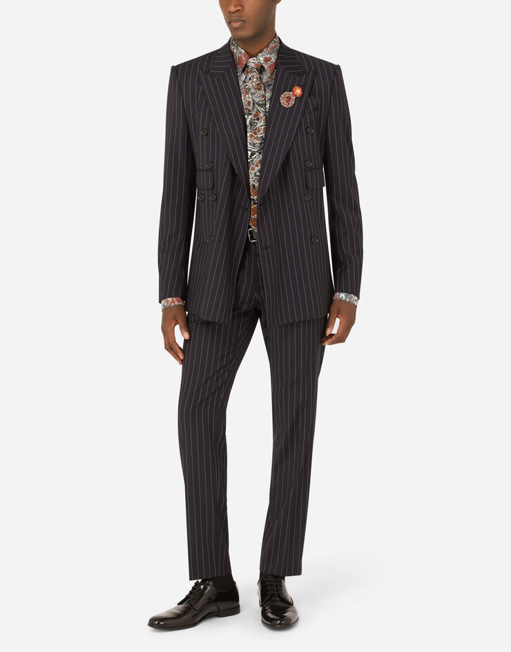 Double-breasted pinstripe stretch wool Sicily-fit suit - 9