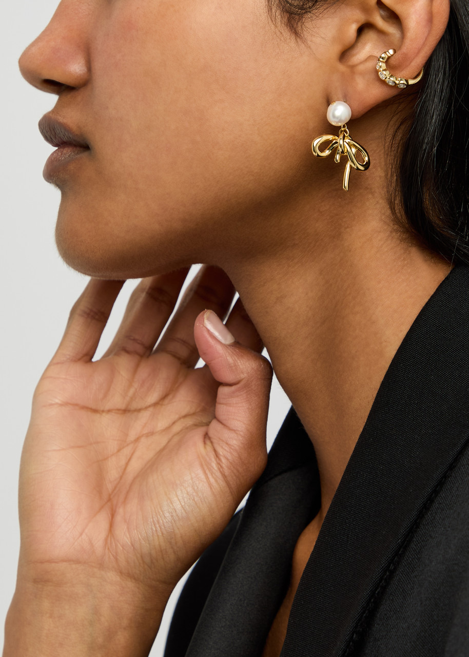 Completedworks Pearl and bow 18kt Gold-plated Drop Earrings - 2