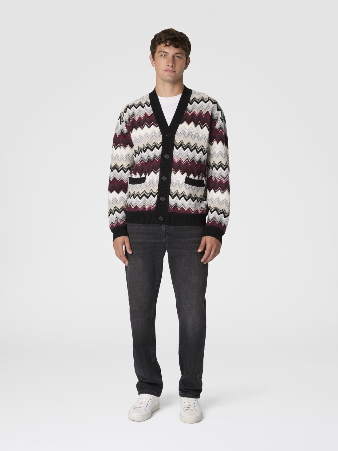 The cardigan in wool and cotton with zigzag - 2