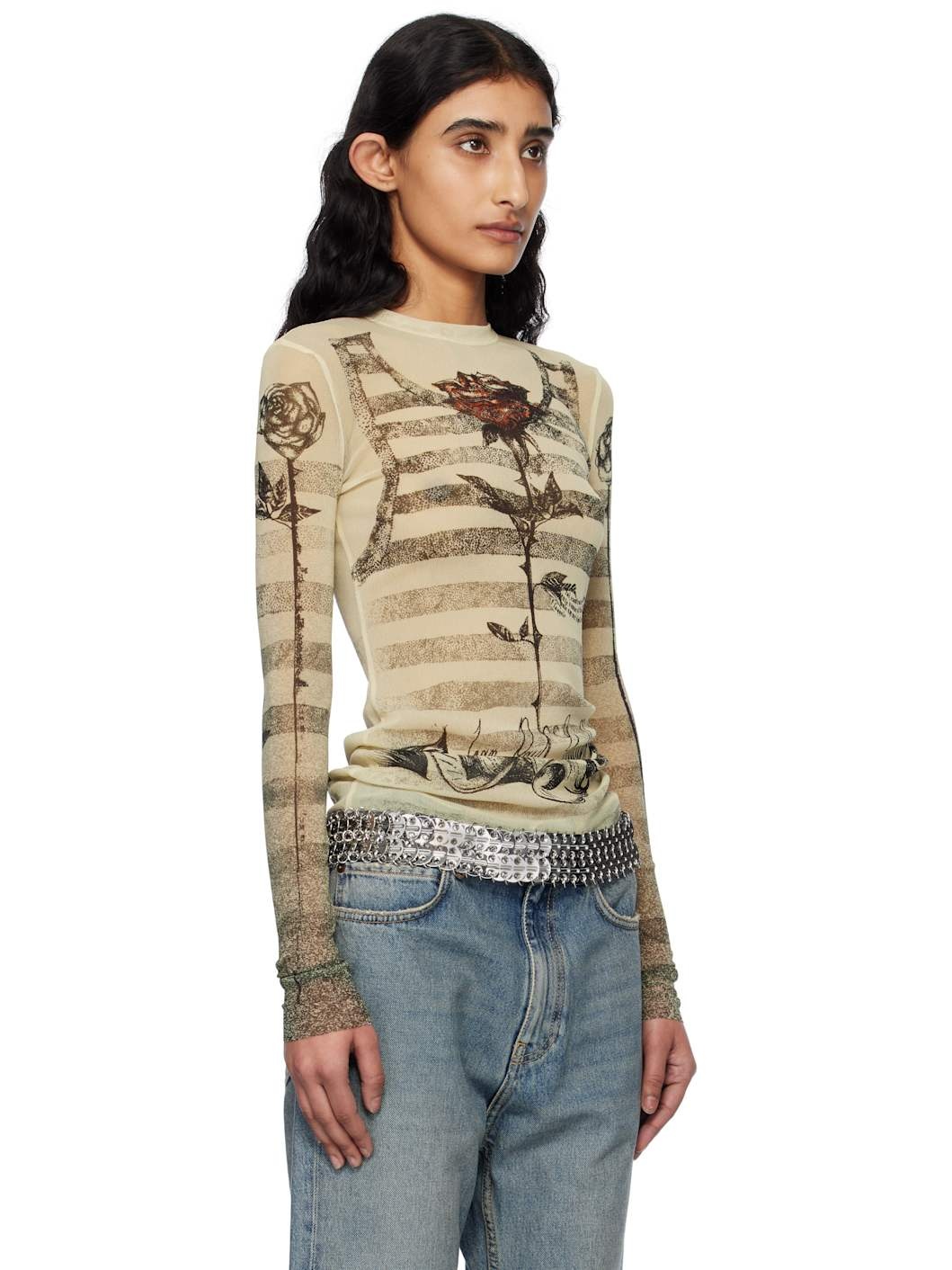 Beige 'The Tattoo Marinière' T-shirt - 2