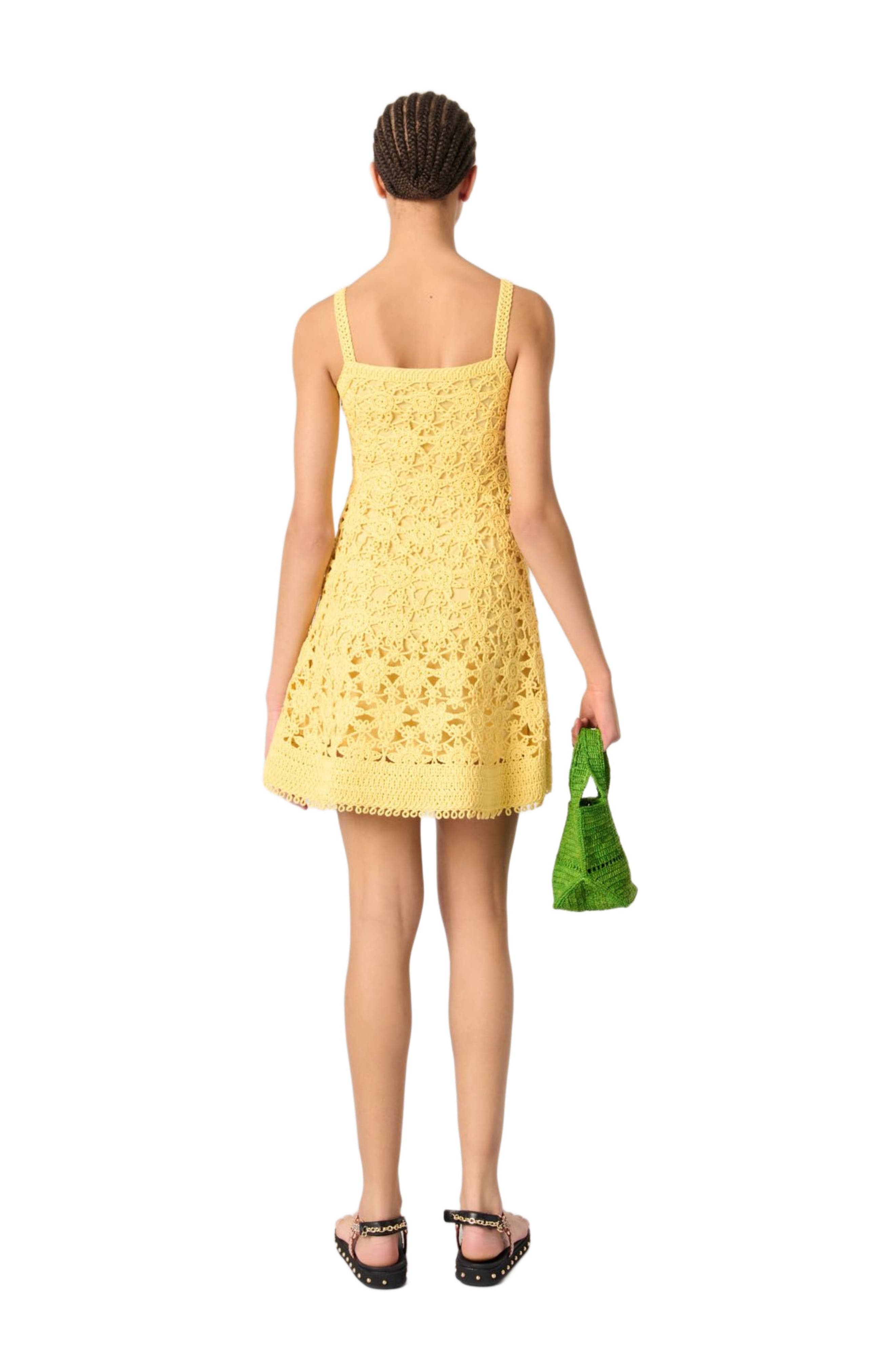 maje Crochet strappy mini dress in Yellow Banana at Nordstrom - 2