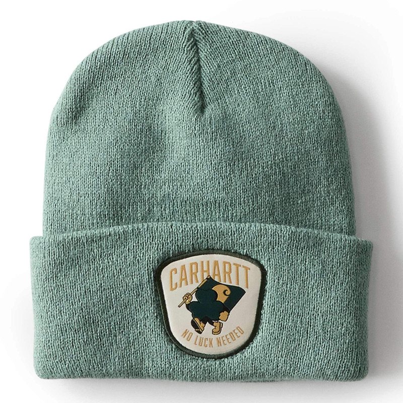 Knit Shamrock Patch Beanie 1