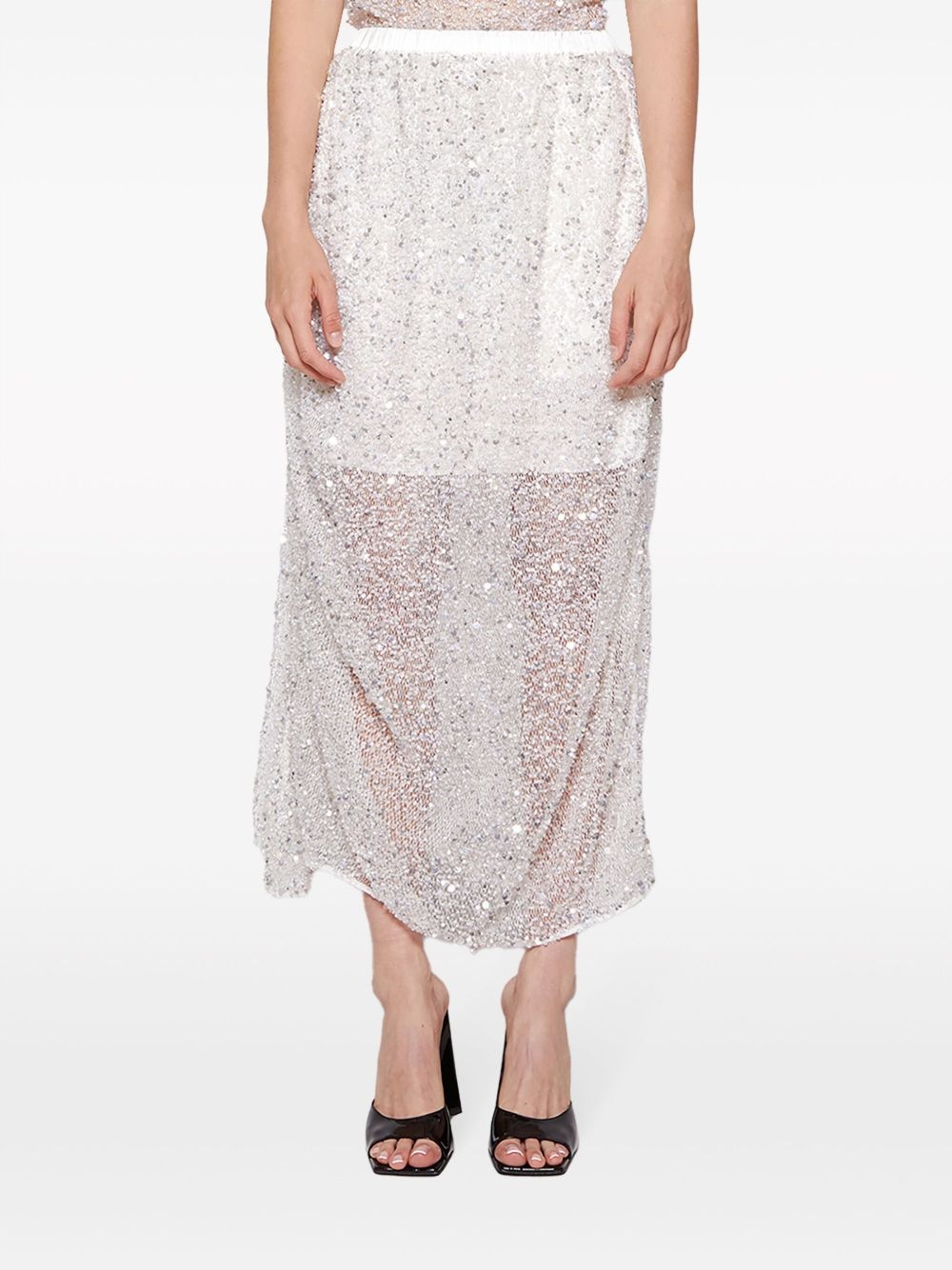 semi-sheer sequinned high-waist skirt - 5