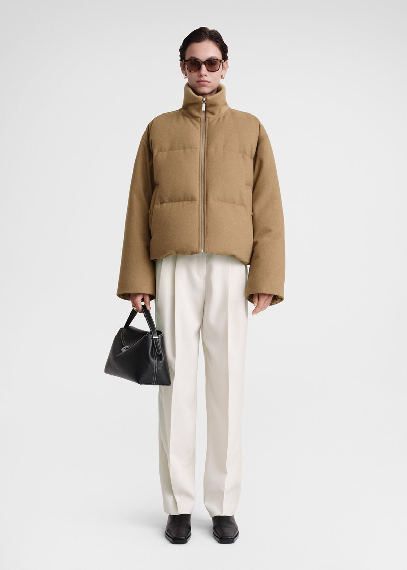 Totême Flannel puffer jacket biscuit mélange outlook
