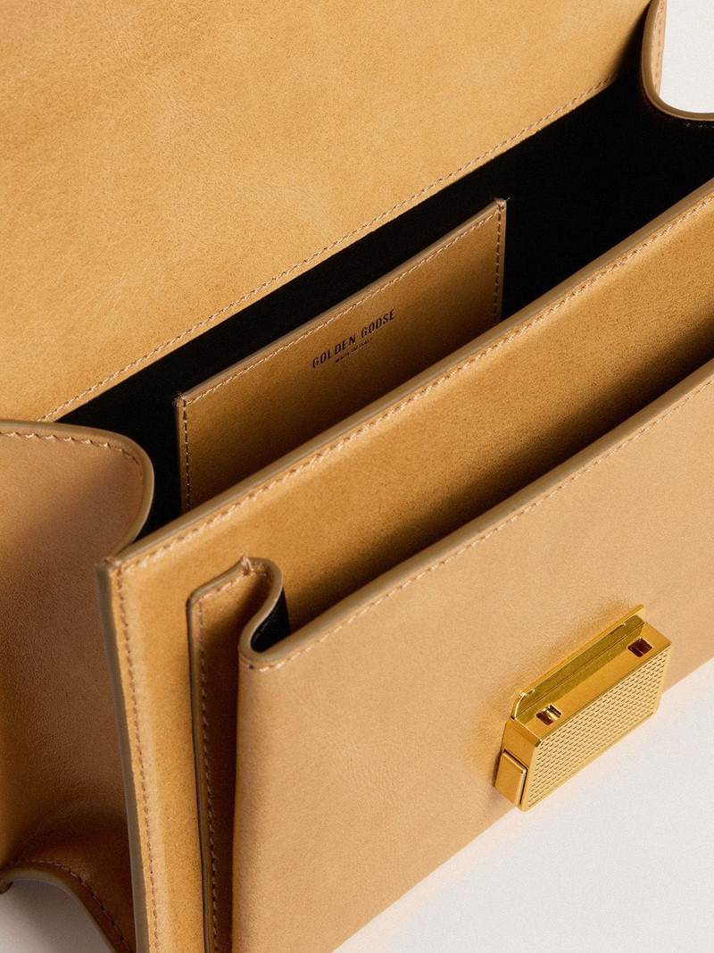 Venezia Bag in ochre yellow embossed leather with gold details 4