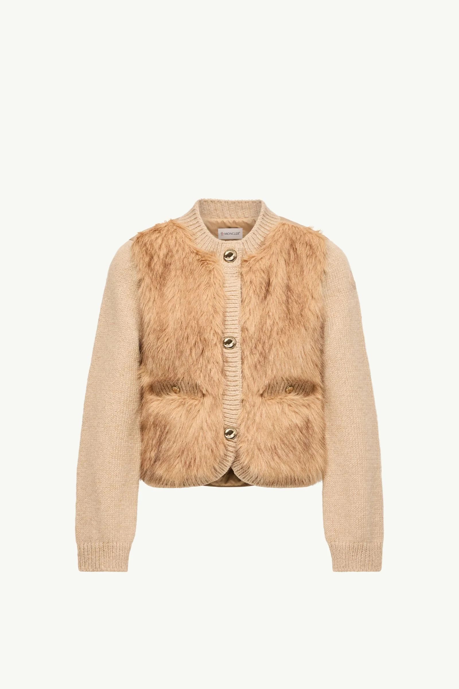 Alpaca & Wool Blend Padded Cardigan - 1