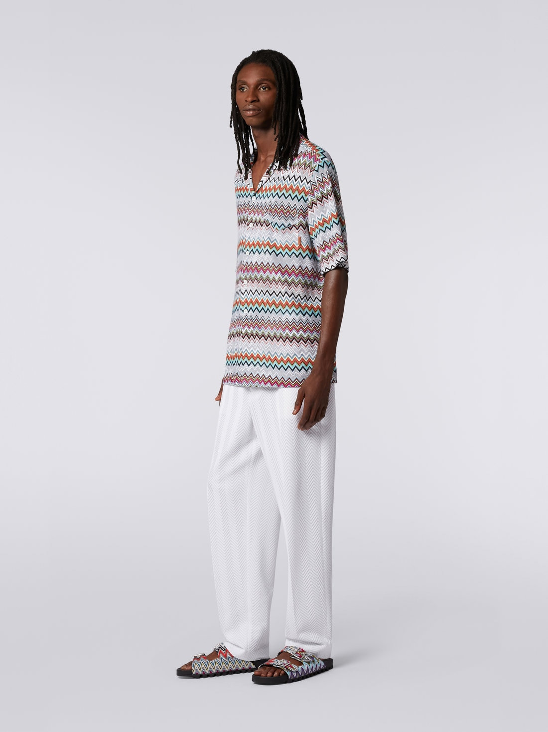 Short-sleeved cotton and viscose bowling shirt - 3