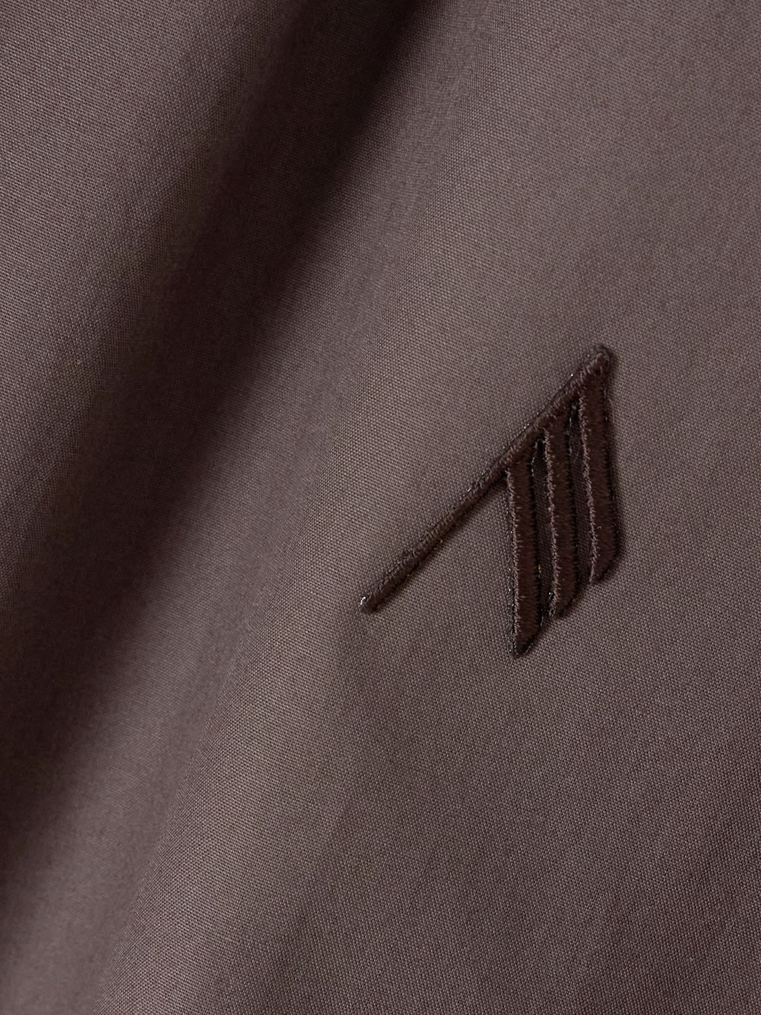 Oversized embroidered cotton-poplin shirt Brown - 4